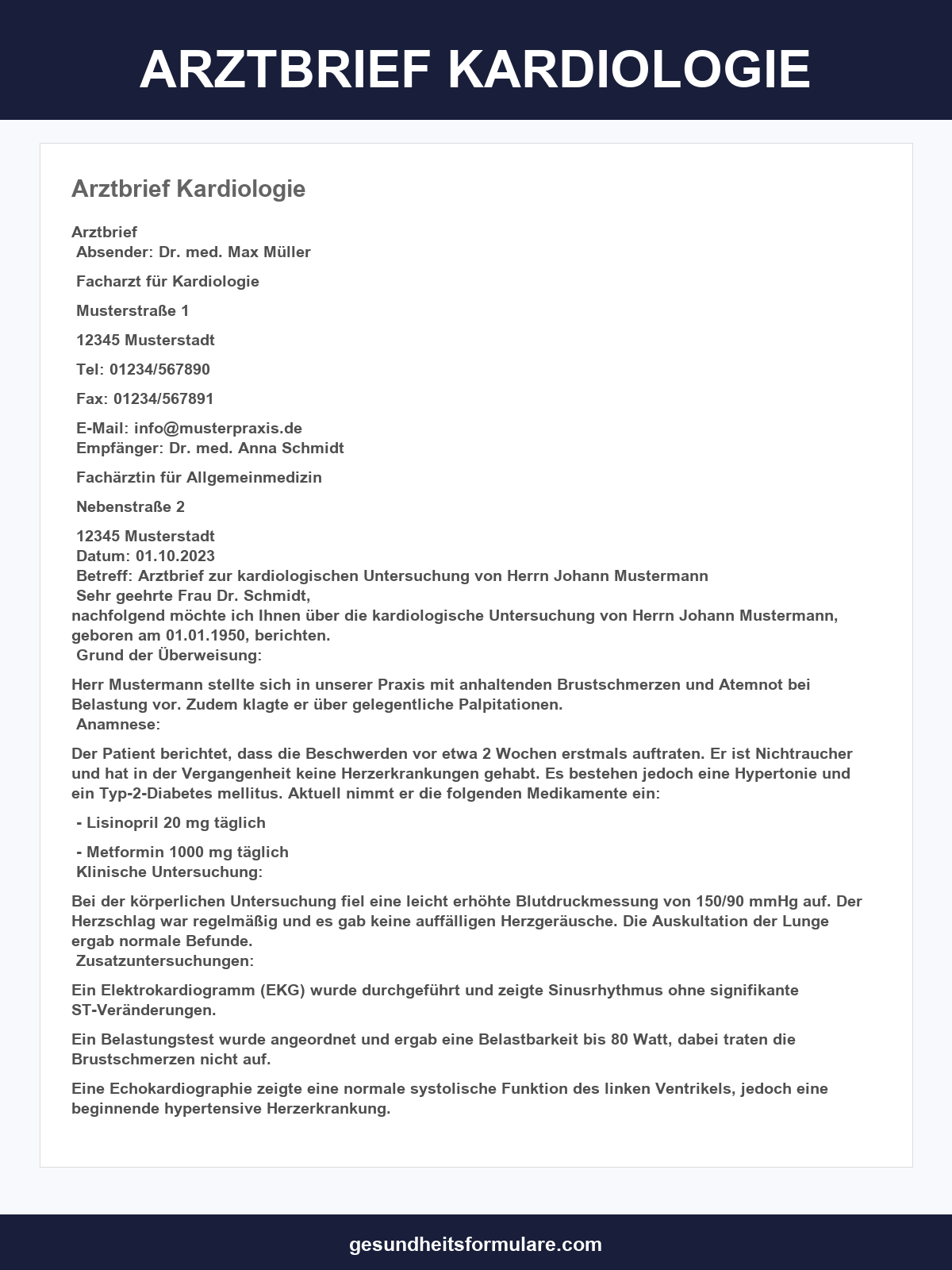 Arztbrief Kardiologie