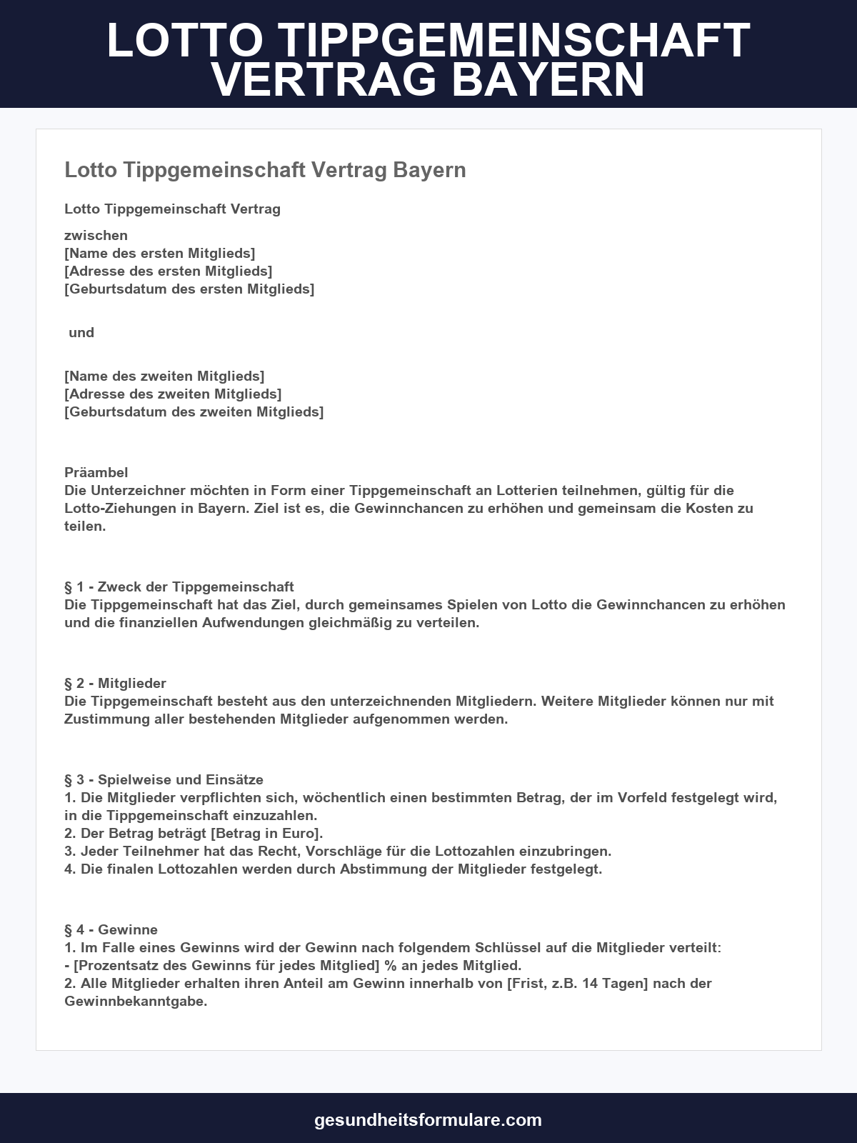 Lotto Tippgemeinschaft Vertrag Bayern