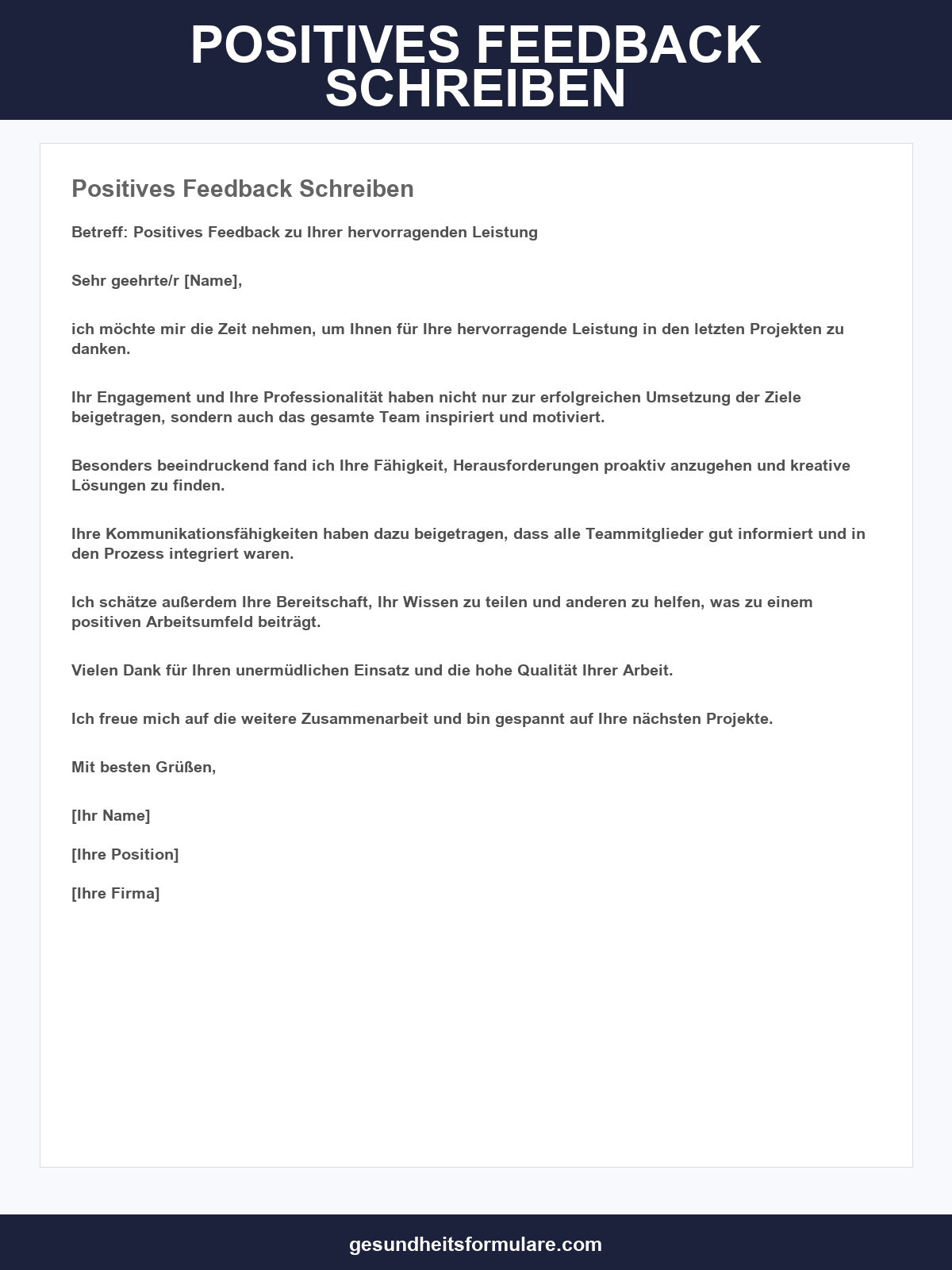 Positives Feedback Schreiben Muster